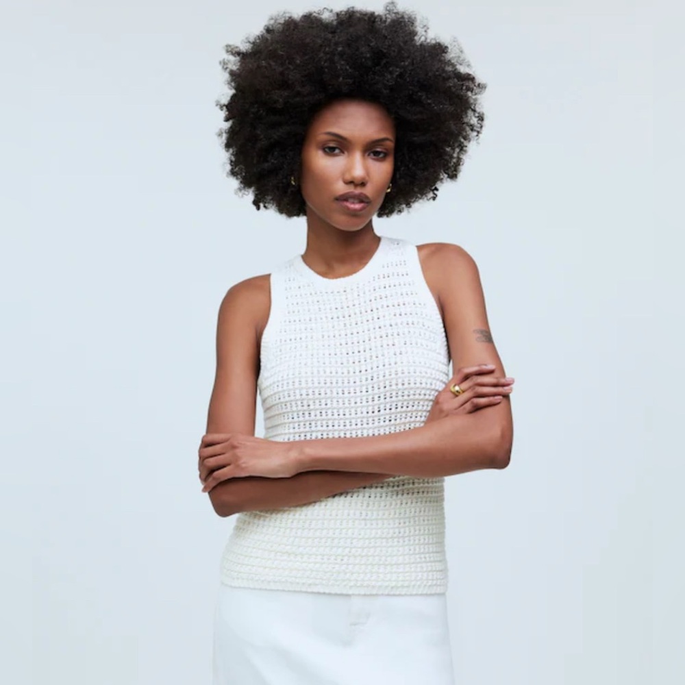 Madewell Crochet-Knit Crewneck Sweater Tank